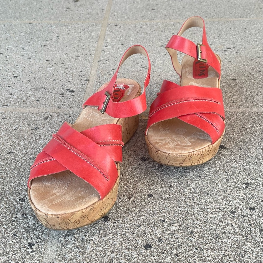 KORK-EASE Brenda Rose Open-Toe Kirk Wedged Sandals Open Toe Sz 8 READ - Picture 4 of 15